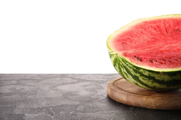 Board Half Ripe Watermelon Table White Background — Stock Photo, Image