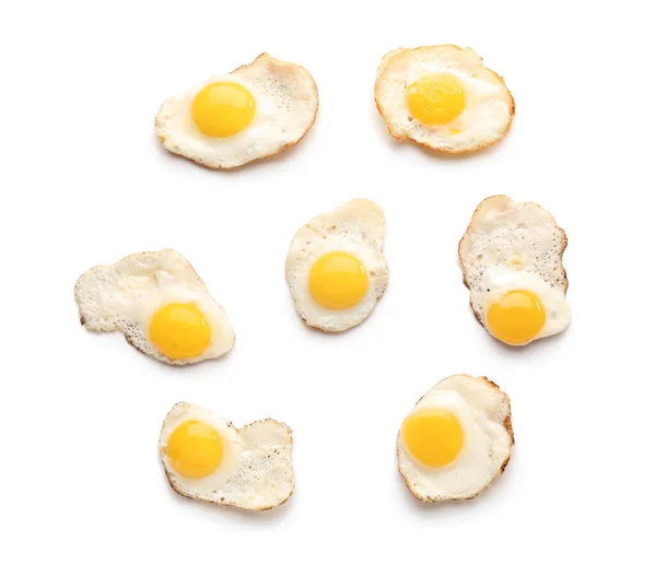 Lekker Gebakken Kwartel Eieren Witte Achtergrond — Stockfoto