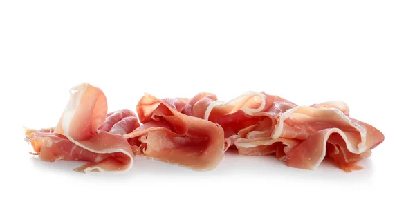 Heap Sliced Ham Isolated White Background — Stock Photo, Image