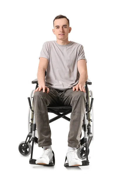 Young Man Wheelchair Isolated White — Stock Photo, Image