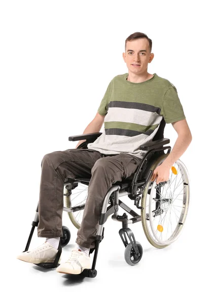 Young Man Wheelchair Isolated White — Stock Photo, Image