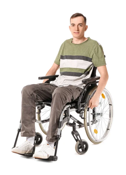 Young Man Wheelchair Isolated White — Stock Photo, Image