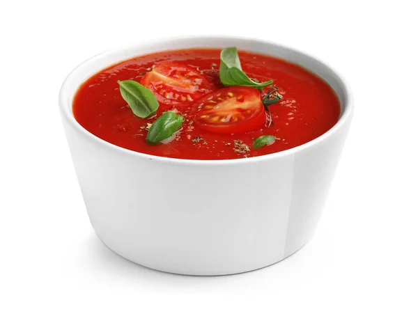 Bowl Delicious Tomato Soup Isolated White Background — Stock Photo, Image