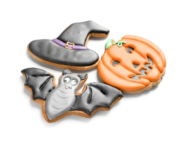 Tasty Halloween Cookies White Background — Stock Photo, Image