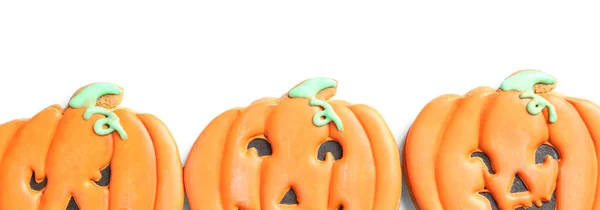 Halloween Sütőtök Cookie Fehér Háttér — Stock Fotó