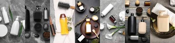 Collage Natural Cosmetics Bathing Supplies — Stock Photo, Image