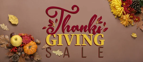 Advertising banner for Thanksgiving sale on brown background