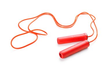 Beyaz arkaplanda kırmızı ip atlama