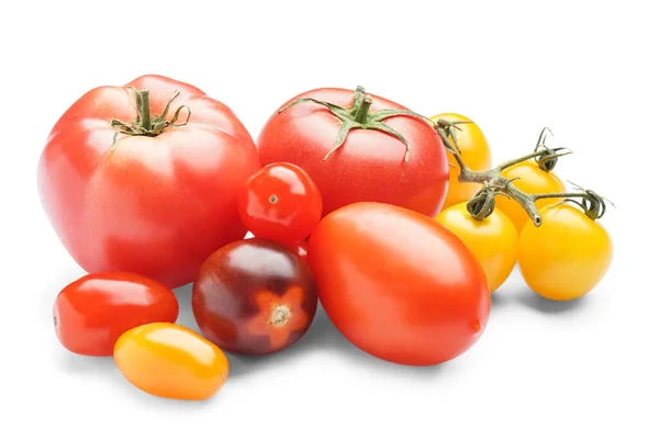 Heap Fresh Different Tomatoes White Background — Stock Photo, Image