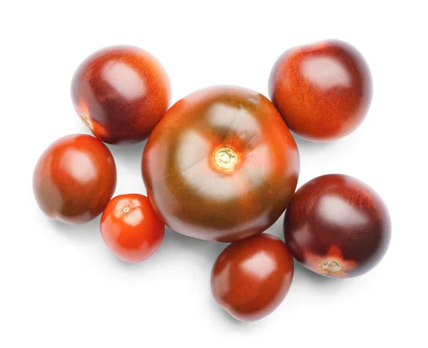 新鲜的西红柿 在白色背景上的堆 — 图库照片