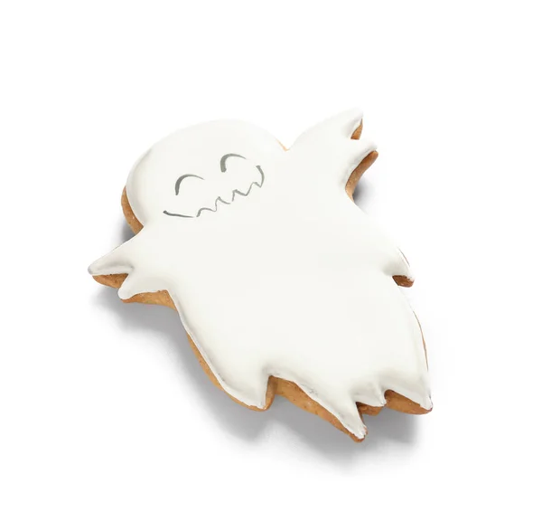 Halloween Fantasma Biscoito Fundo Branco — Fotografia de Stock
