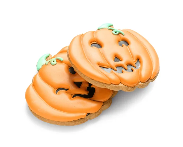 Halloween Pumpkin Cookies White Background — Stock Photo, Image