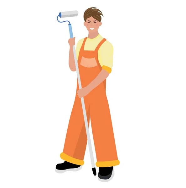 Pintor Masculino Sobre Fondo Blanco — Vector de stock