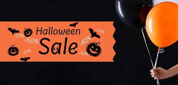 Banner För Halloween Försäljning Med Ballonger — Stockfoto