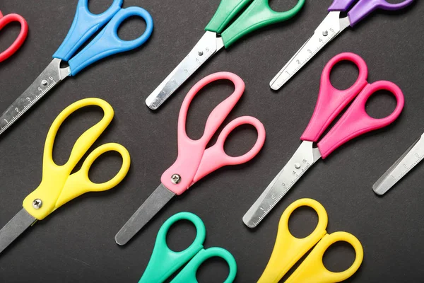 Different Scissors Black Background — Stock Photo, Image