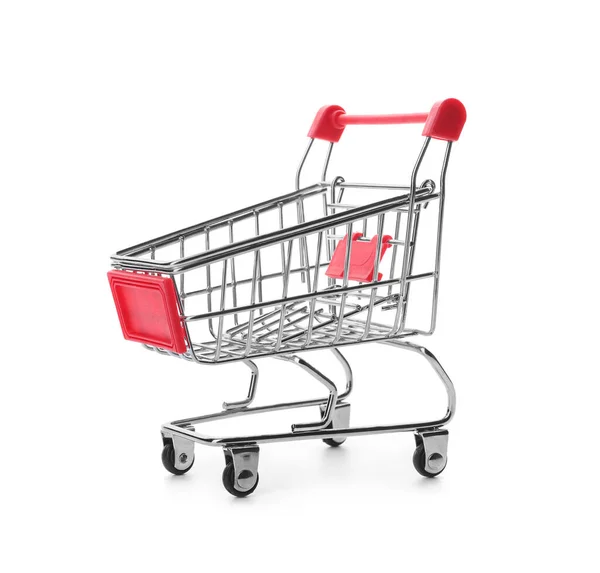 Empty Red Shopping Cart White Background — Stock Photo, Image