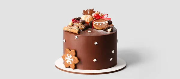 Вкусный Шоколадный Торт Светлом Фоне — стоковое фото