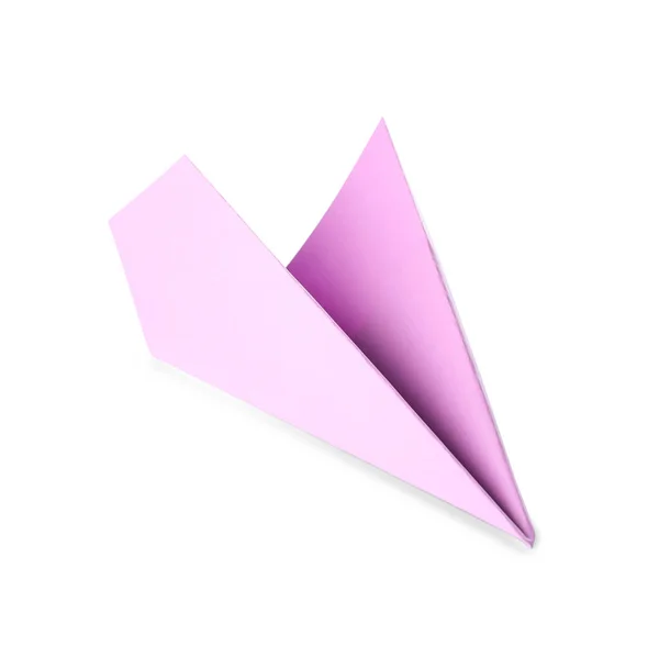 Lilac Paper Plane White Background — Stock Photo, Image