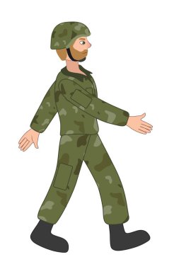 Beyaz arka planda yürüyen asker