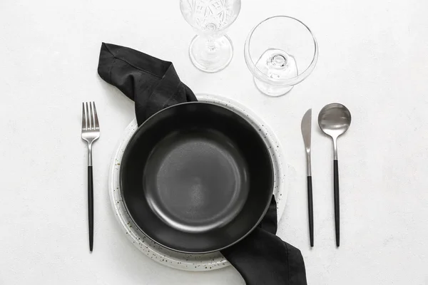 Configuração Mesa Elegante Elegante Fundo Luz — Fotografia de Stock