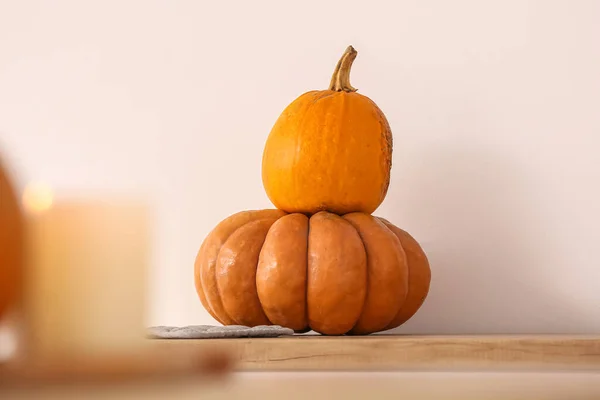 Fresh Pumpkins Counter Light Wall — Stock Photo, Image