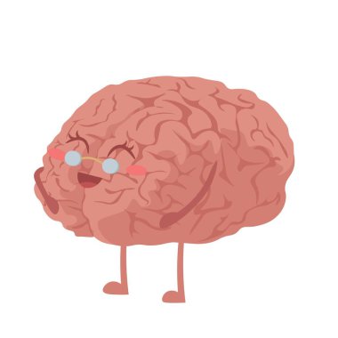 Beyaz arka planda sevimli insan beyni