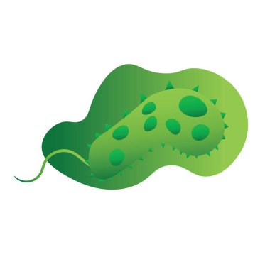 Beyaz arkaplanda yeşil bakteri