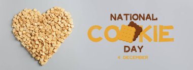 Lezzetli krakerlerden yapılmış kalp ve hafif arkaplanda Ulusal Yemek Günü mesajı