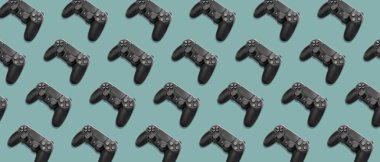 Mavi arka planda birçok modern oyun pedleri