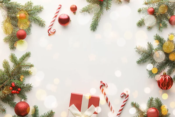 Рамка Красивого Рождественского Декора Светлом Фоне — стоковое фото