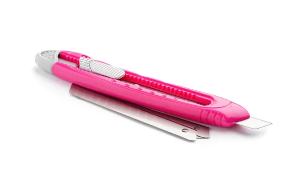 Pink Utility Knife Blades White Background — Stock Photo, Image