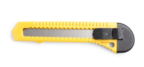 Yellow Utility Knife White Background — Stock Photo, Image