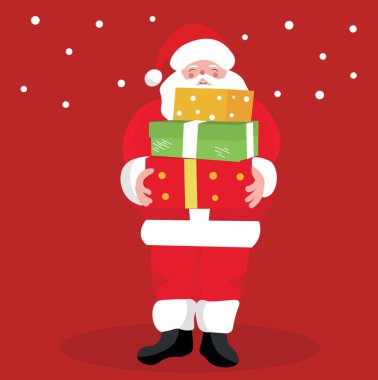 Noel Baba hediye olarak kırmızı arka plan ile