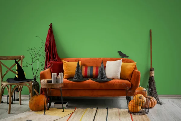 Interior Living Room Sofa Chair Halloween Decor — Stock Photo, Image