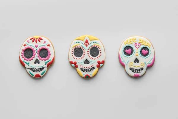 Skull Shaped Cookies White Background Dia Muertos — Stock Photo, Image