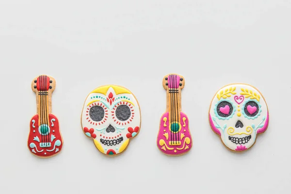 Biscoitos Saborosos Fundo Branco Dia Muertos — Fotografia de Stock