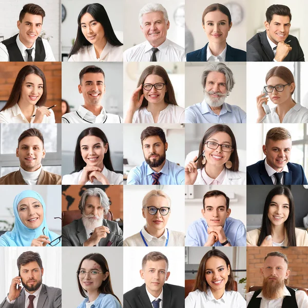 Collage Different Business People Office — Stock Photo, Image