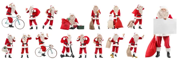 Set Von Weihnachtsmännern Auf Weißem Hintergrund — Stockfoto