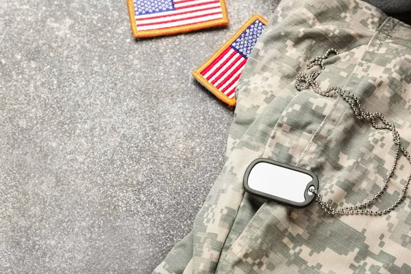 Military Uniform Tag Chevrons Usa Army Grunge Background — Stock Photo, Image