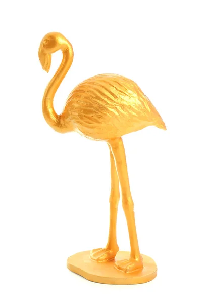 Goldener Flamingo Auf Weißem Hintergrund — Stockfoto