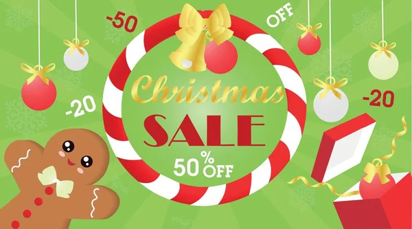 Publicidade Banner Para Venda Natal Com Biscoito Gengibre Caixa Presente — Vetor de Stock