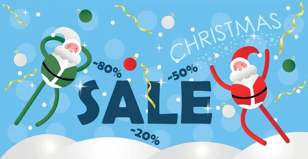 Διαφημιστικό Πανό Για Την Πώληση Χριστουγέννων Santa Clauses Μπλε Φόντο — Διανυσματικό Αρχείο