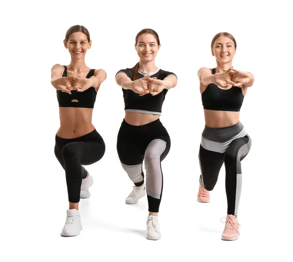 Deportivas Mujeres Jóvenes Sobre Fondo Blanco — Foto de Stock