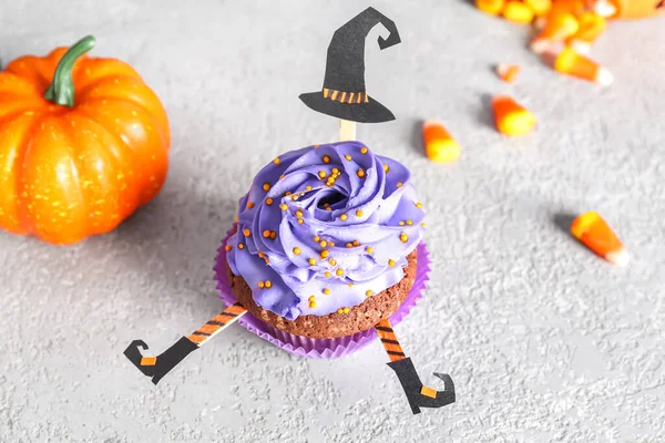 Lekker Halloween Cupcake Grunge Achtergrond Close — Stockfoto