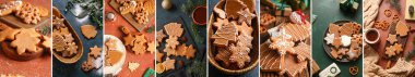 Bir sürü lezzetli Noel kurabiyesi kolajı