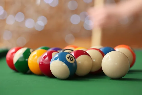 Colorful Billiard Balls Table Closeup — Stockfoto