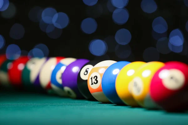 Colorful Billiard Balls Table Closeup — стоковое фото