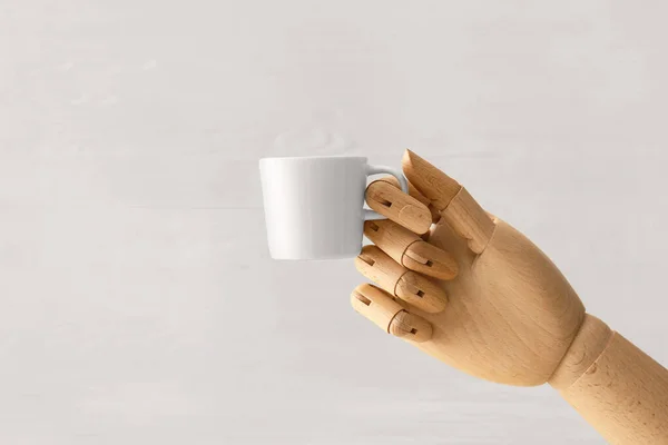 Wooden Hand Cup Light Background — Stock Photo, Image