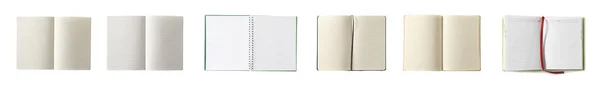 Collage Quaderni Aperti Sfondo Bianco — Foto Stock