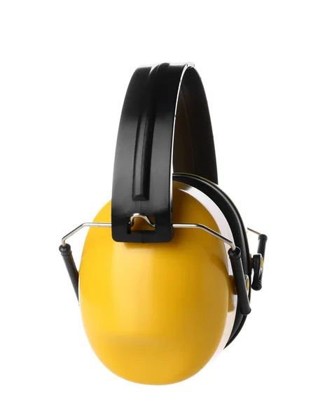 Yellow Hearing Protectors White Background — Stock Photo, Image